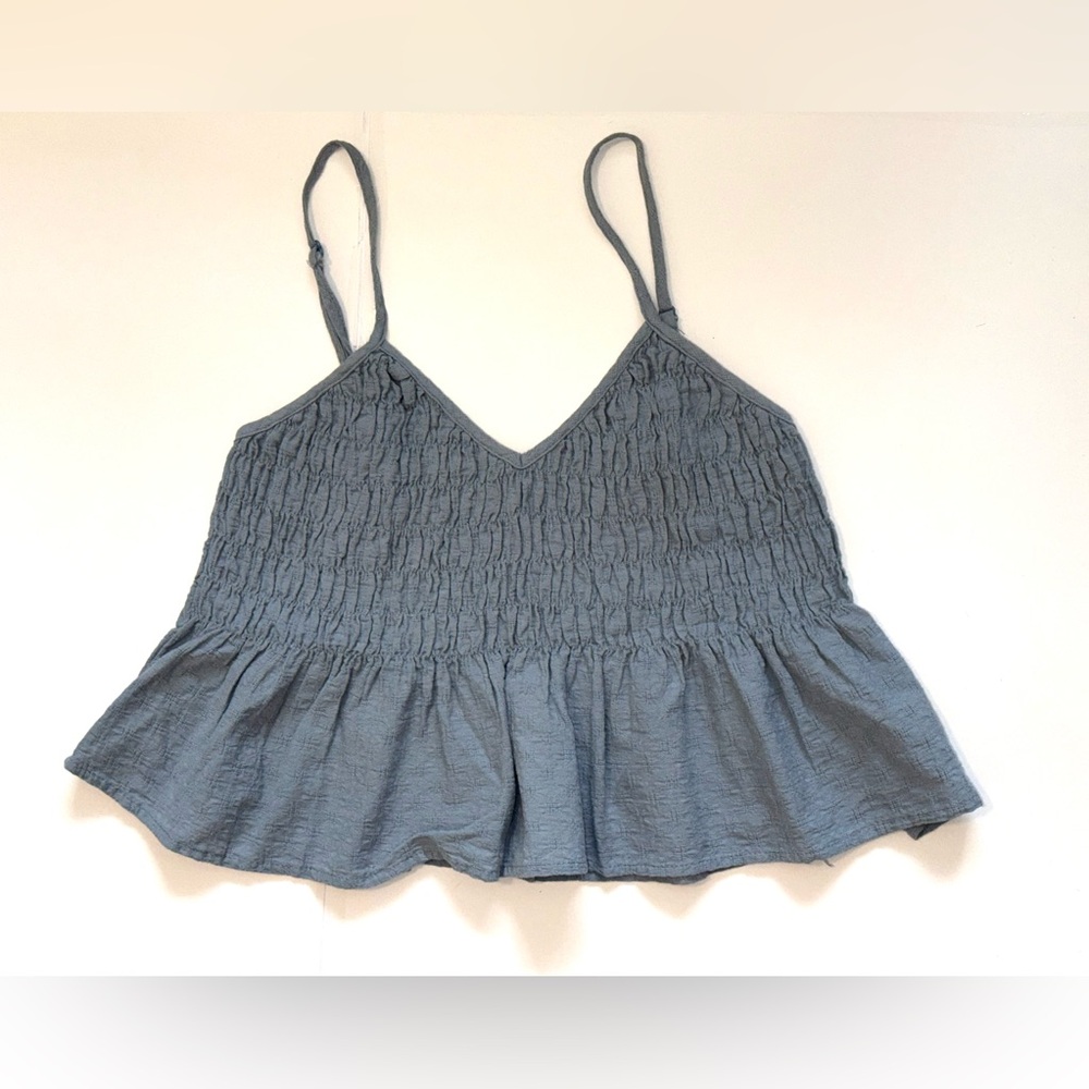 SHEIN Slate Blue Smocked V-Neck Spaghetti Strap Camisole